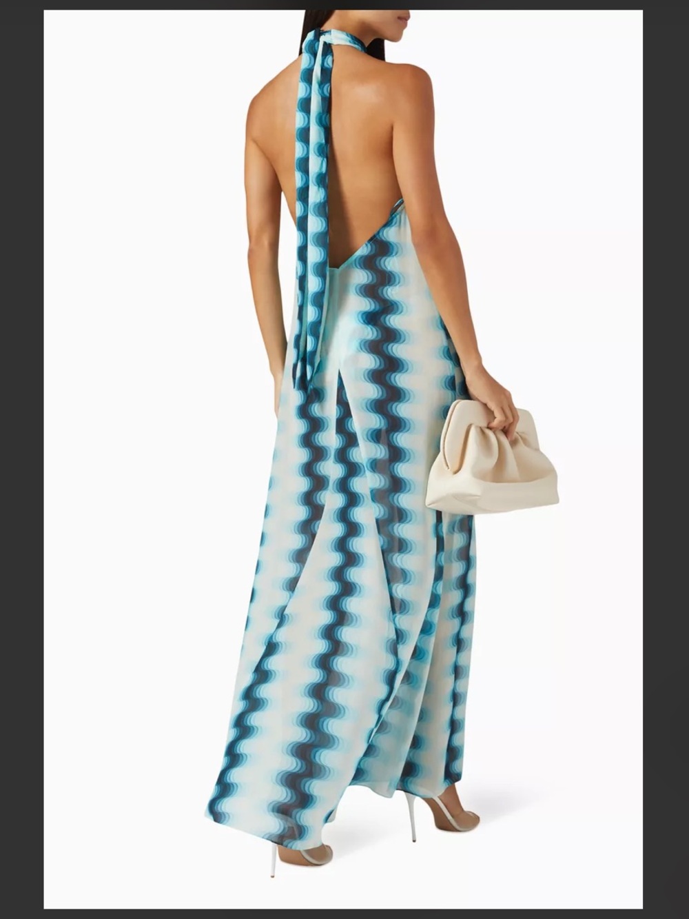 NWOT Devon Windsor Abigail Halter Maxi Dress in Aqua Blue - Picture 2 of 10